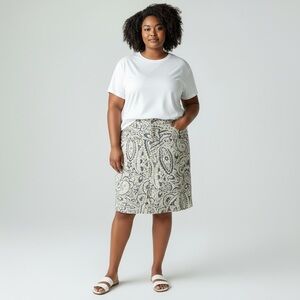 Part Two - Linen skirt A-Line Neutral Floral Yellow Gray Pattern